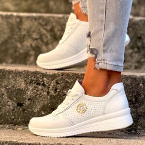 Ultralekkie sportowe buty DEBORA WHITE skóra naturalna