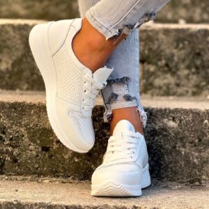 Ultralekkie sportowe buty DEBORA WHITE skóra naturalna