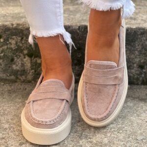 Lekkie jak piórko mokasyny slip on ALTESSA BEIGE skóra naturalna