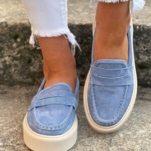 Lekkie jak piórko mokasyny slip on ALTESSA BLUE skóra naturalna