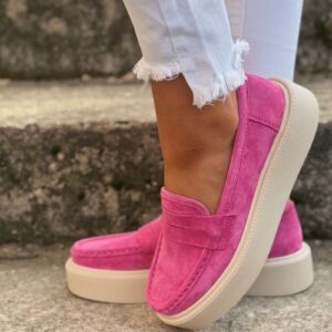 Lekkie jak piórko mokasyny slip on ALTESSA PINK skóra naturalna