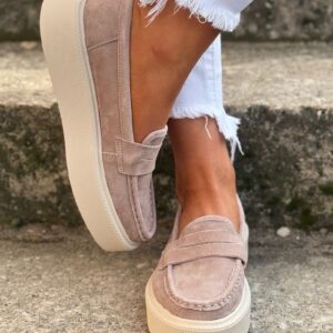 Lekkie jak piórko mokasyny slip on ALTESSA BEIGE skóra naturalna