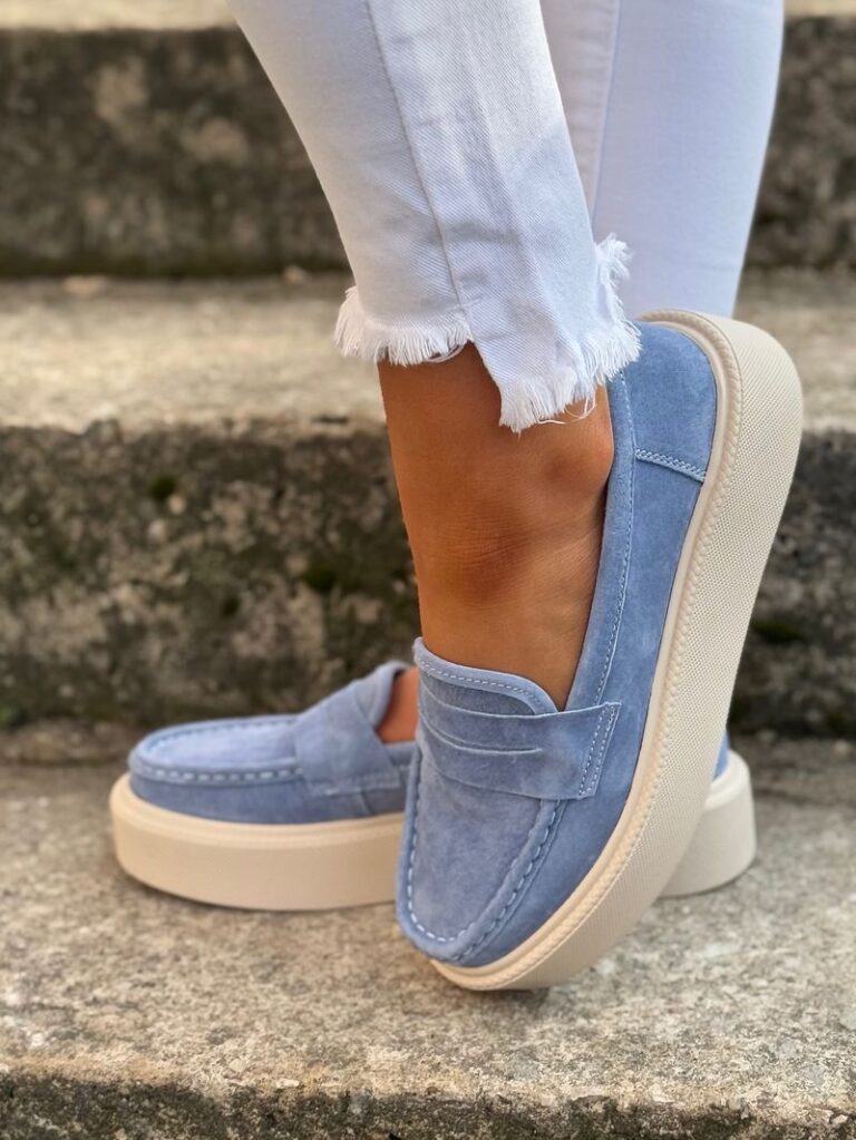 Lekkie jak piórko mokasyny slip on ALTESSA BLUE skóra naturalna - obrazek 6