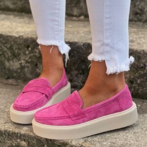 Lekkie jak piórko mokasyny slip on ALTESSA PINK skóra naturalna