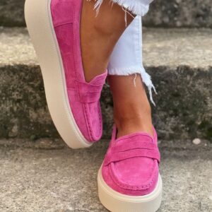 Lekkie jak piórko mokasyny slip on ALTESSA PINK skóra naturalna