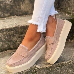 Lekkie jak piórko mokasyny slip on ALTESSA BEIGE skóra naturalna