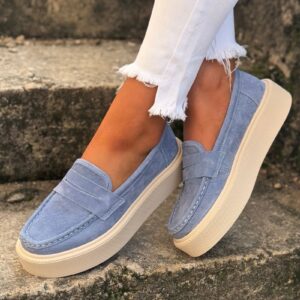 Lekkie jak piórko mokasyny slip on ALTESSA BLUE skóra naturalna