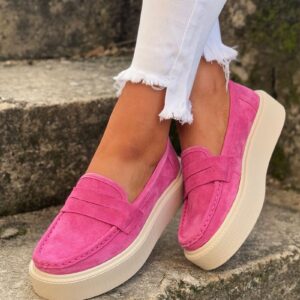 Lekkie jak piórko mokasyny slip on ALTESSA PINK skóra naturalna