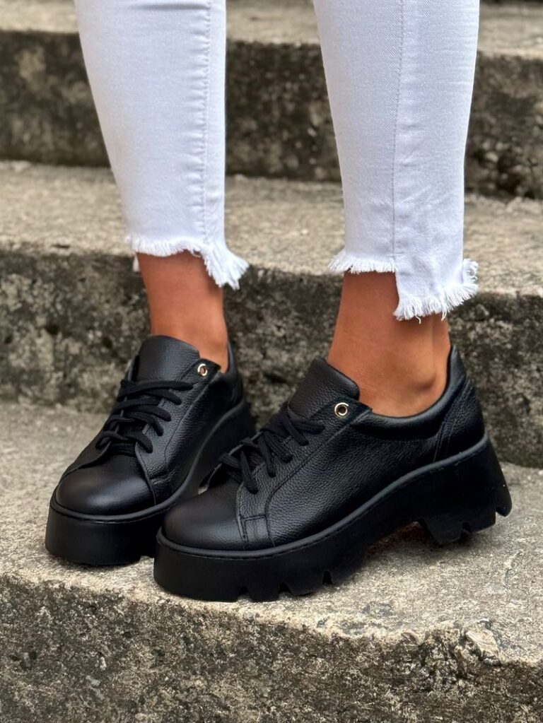 Lekkie sneakersy CANNES LUXE BLACK skóra naturalna - obrazek 5